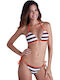 Set Bikini Gestreift Braun/Orange