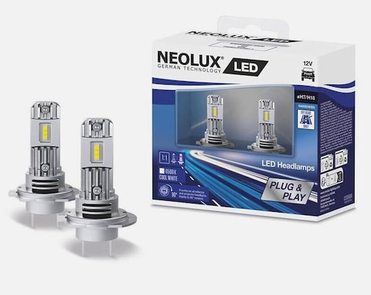 Neolux Λάμπες Αυτοκινήτου H18 / H7 LED 6500K Ψυχρό Λευκό 12V 2τμχ