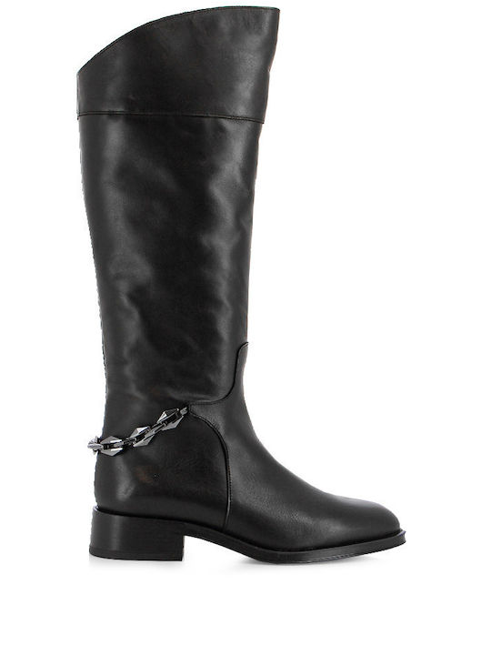 Leder Damenstiefel Schwarz