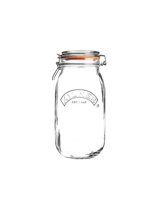 KIlner Cereal Pasta Jar with Airtight Lid Glass Transparent 3000ml 1 Piece