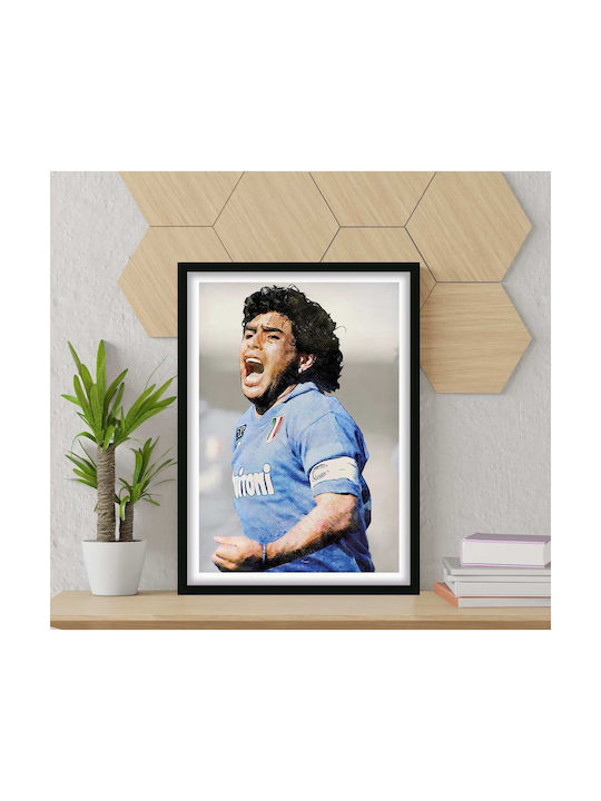 Poster Diego Armando Maradona Sc010 21cm X 30cm White Wooden Frame