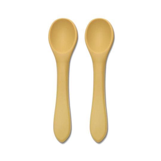 Lorelli Baby Set with Spoons made of Silicone for 4+ months Yellow 2pcs