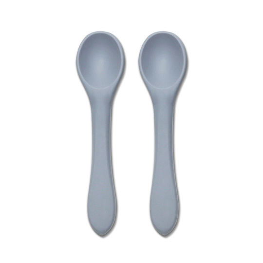 Lorelli Baby Set with Spoons made of Silicone for 4+ months Gray 2pcs