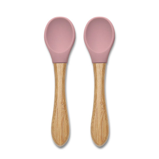 Lorelli Baby Set with Spoons made of Silicone for 4+ months Pink 2pcs