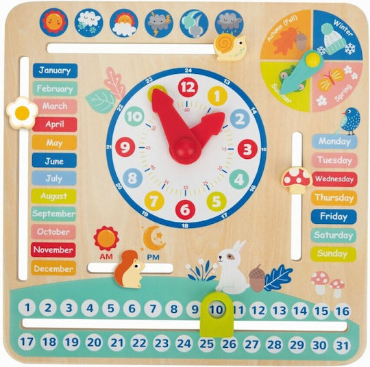 Tooky Toys Ημερολόγιο Educational Time Learning Game made of Wood for 3+ years Years Old