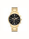 Fossil Ανδρικό Ρολόι 44mm Χρονογράφος Μπαταρίας με Χρυσό Μεταλλικό Μπρασελέ