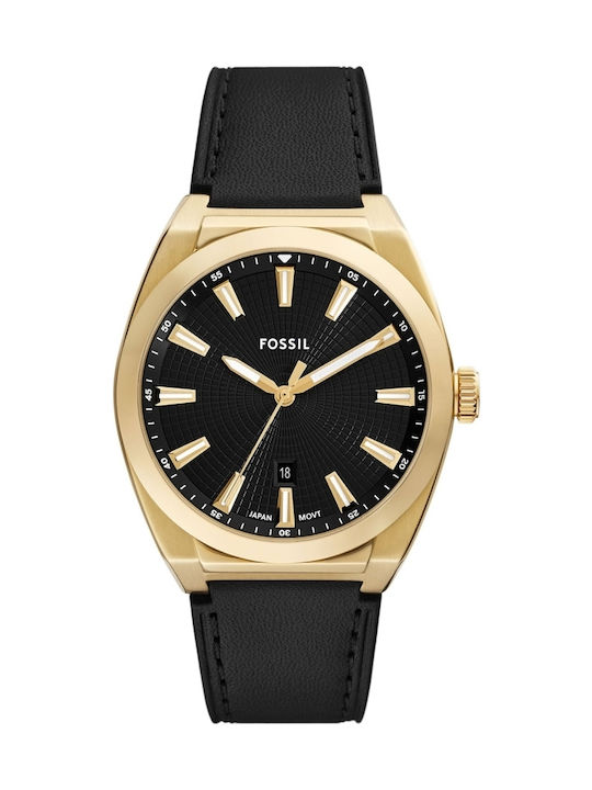 Fossil Men's Watch 42mm Battery with Black Leather Strap