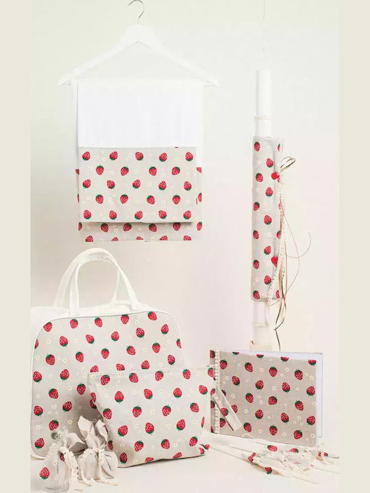 Ntampoudis Strawberry Flowers Baptism Set with Flower Theme