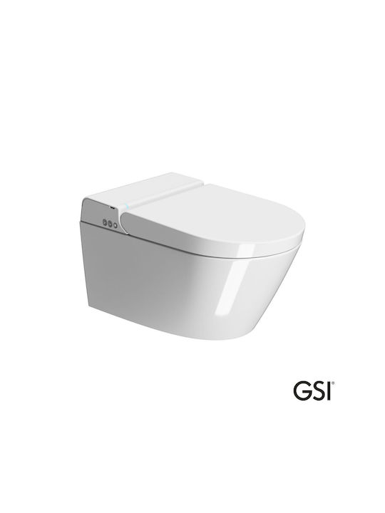 GSI Swirlflush Λεκάνη Κρεμαστή με Κάλυμμα Soft Close και Μπιντέ Λευκή