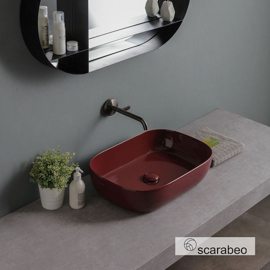 Scarabeo Επικαθήμενος Νιπτήρας Πορσελάνης 56x39cm Cherry Glossy