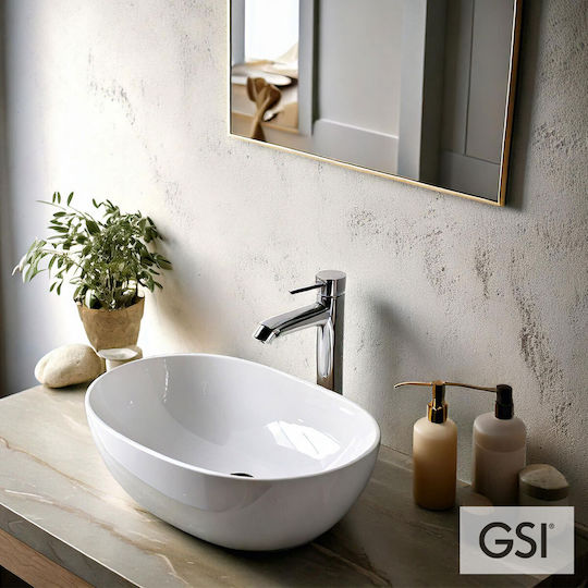 GSI Pura Επικαθήμενος Νιπτήρας Πορσελάνης 50x35x12cm White