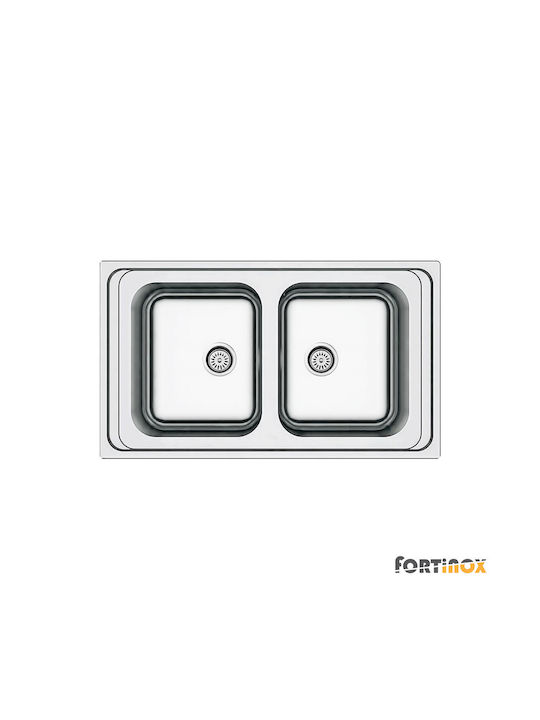 Fortinox Ένθετος Νεροχύτης Inox Σατινέ Μ86xΠ50cm Ασημί