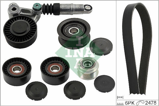 Ina Multi-V Belt Drive Set Tensioner 2478 Mm 6 Ribs for Audi Q7 Porsche Cayenne Vw Touareg 3.0d