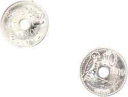 Metall-Dekorationsmünze Ø2cm Loch Silber Set mit 10 Stück Metall-Dekorationsmünze Ø2cm Loch Silber Set mit 10 Stück