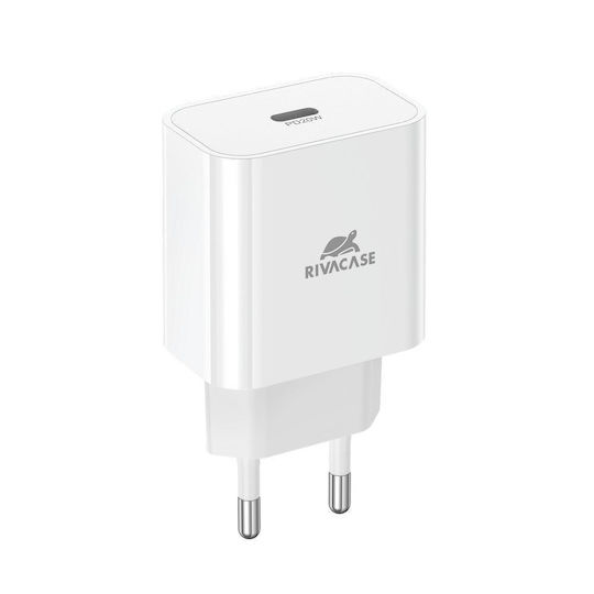 Rivacase Φορτιστής Χωρίς Καλώδιο με Θύρα USB-C 20W Power Delivery Λευκός (PS4101)