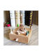Wooden Tabletop Decorative Music Box Design Wind-up Eiffel Tower Carriage Trees Light Brown
