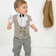 Bonito Baby Baptism Suit with Vest for Boys Gray