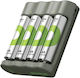 GP Batteries ReCyko USB Charger 4 Batteries Ni-MH Size AA/AAA Set with 4 Batteries