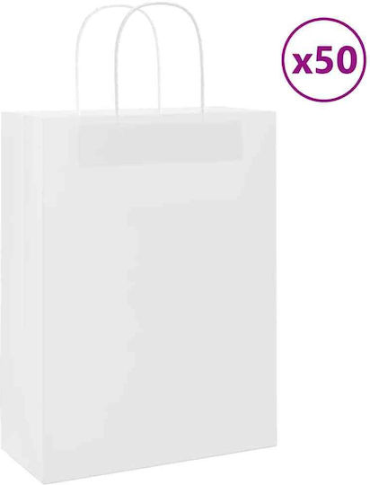 vidaXL Paper Bag for Gift White 26x35x12cm. 50pcs