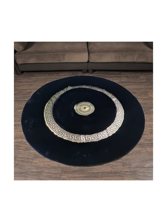 Saray Home Luxurius Килим Кръгла Furry Black-Gold