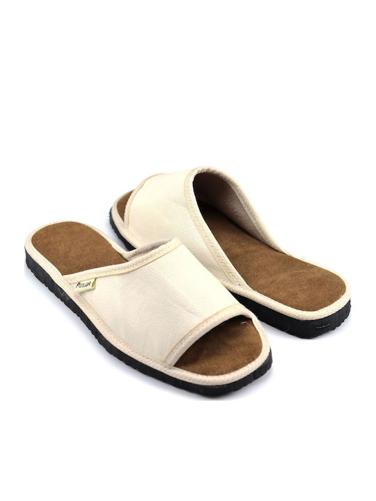 Leather Slippers White