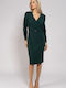 Rochie Midi Wrap-Around Verde