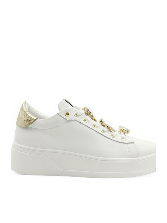 Seven Damen Flatforms Sneakers Weiß