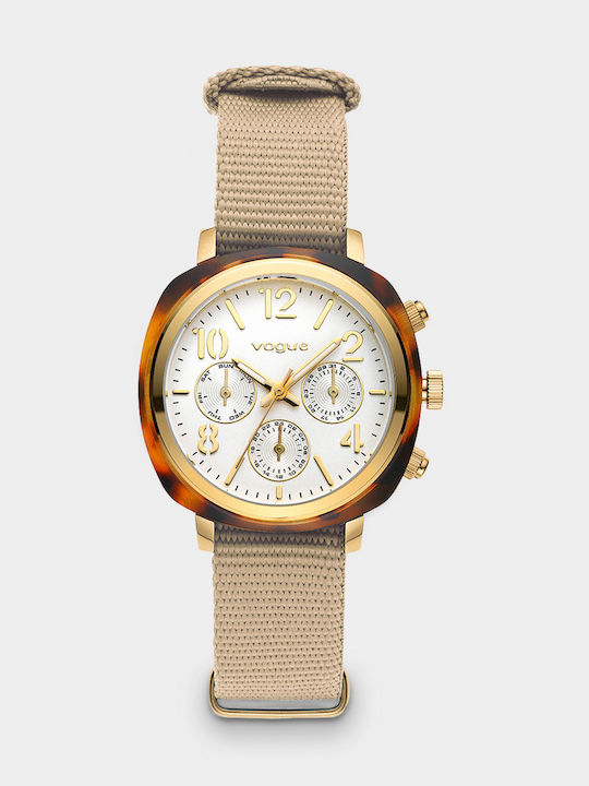 Vogue Women's Watch with Beige Fabric Strap