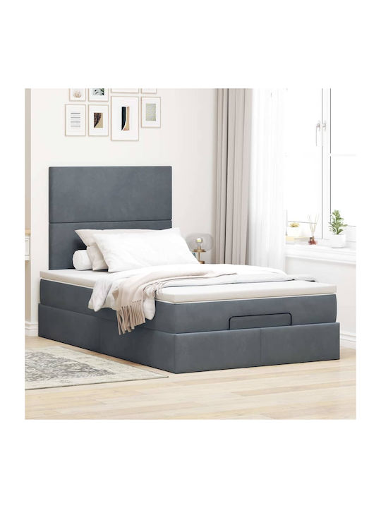 Double Bed Upholstered with Velvet Dark Gray wi...