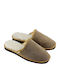 Lederne Winterliche Herrenhausschuhe Beige