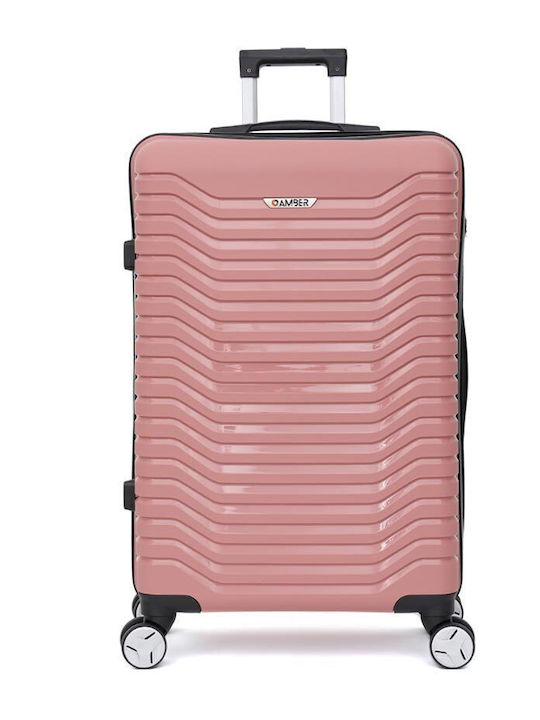 Amber Large Hard Pink Travel Suitcase with 4 Wh...