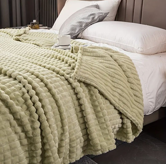To megalo pazari Sherpa Blanket Super Double 220x240cm Light Green