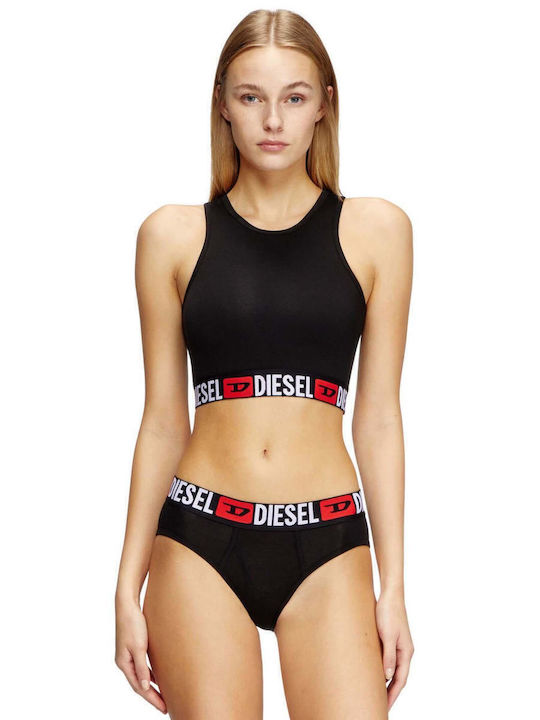 Damen Crop Top Ärmellos Schwarz