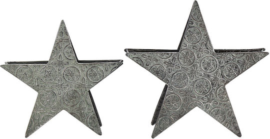 Beliani Beliani Christmas Metal Candlestick Silver 2 Pieces