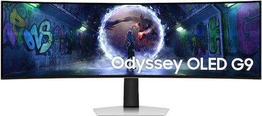 Samsung Odyssey G9 G93SD Ultrawide OLED HDR Curved Monitor 49" 5120x1440 240Hz με Χρόνο Απόκρισης 0.03ms GTG Ασημί