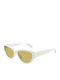 Bottega Veneta Women's Sunglasses with White Plastic Frame and Yellow Lens