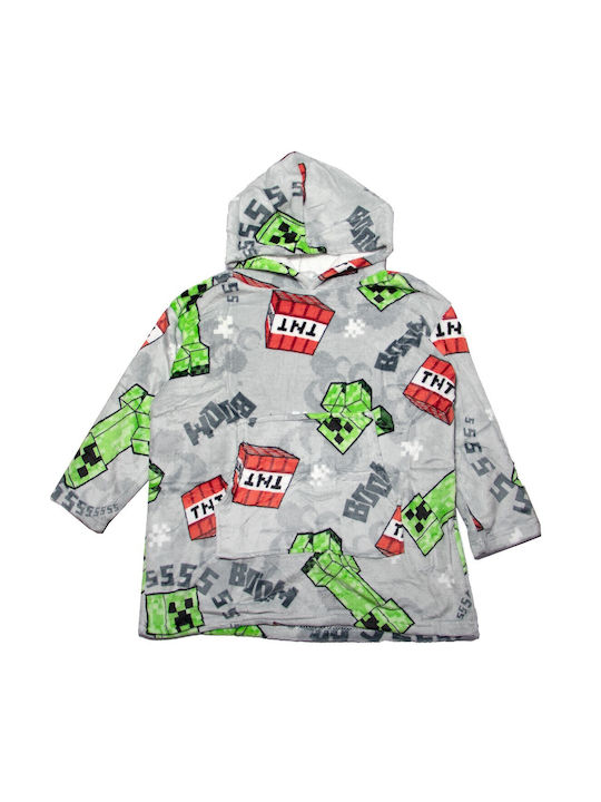 Minecraft Kinderdecke Hoodie Fleece Korallenärmel Kapuze Aym076127 Grau