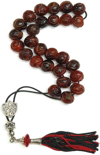 Roloi Komboloi Horn Worry Beads Burgundy 30cm
