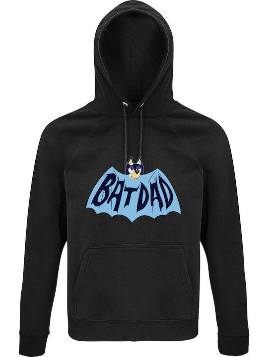 Унисекс органичен суитшърт "batdad Bluey Ft Batman" черен