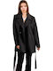 Damen black Kurzmantel mit Gürtel