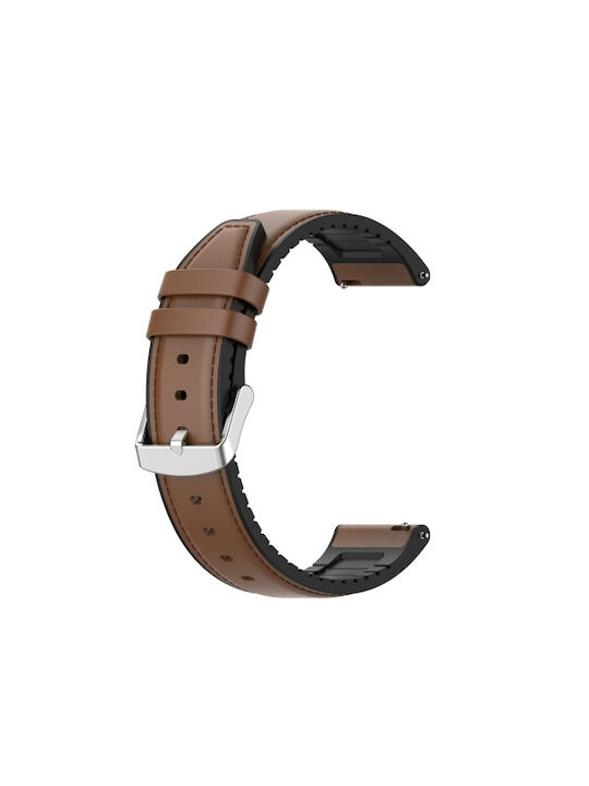 Lederarmband mit Silikon auf der Innenseite für Amazfit Stratos 2s/3 Braun