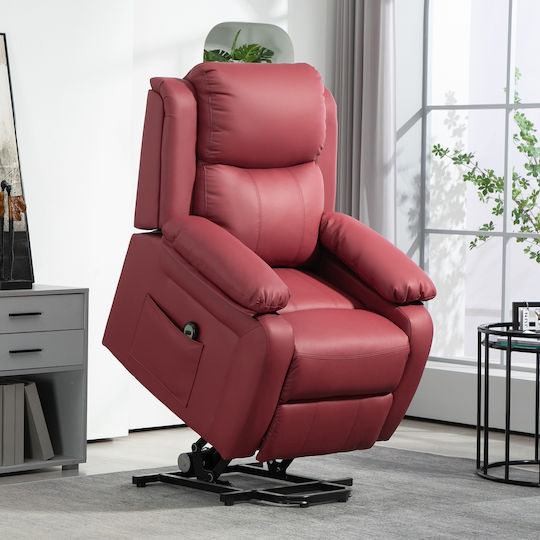 Relaxsessel mit Fußhocker aus Kunstleder Red 76x90x105cm