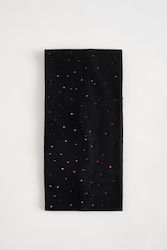 Cotton Hairband with Rhinestones Black