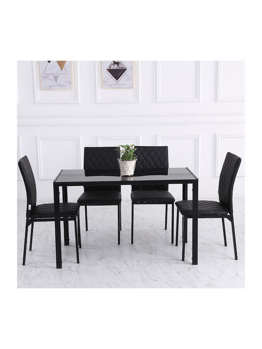 Scaune Sala de mese Negru 4buc 41x50x91buc