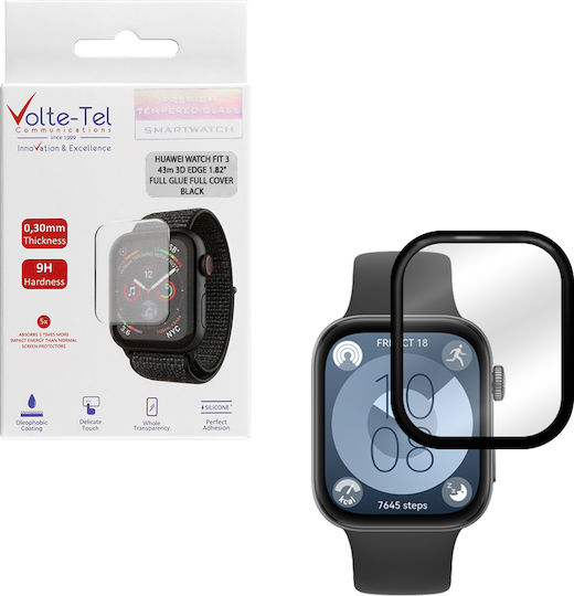Volte-Tel Tempered Full Face Tempered Glass για το Huawei Watch Fit 3 / Fit 4 1τμχ 8374586