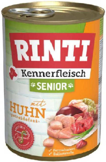 Rinti Kennerfleisch Hrană Umedă pentru Câini Seniori în Conservă cu Pui 400gr