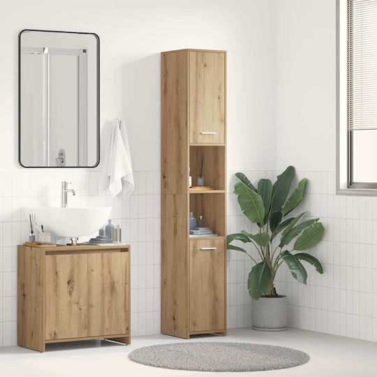 vidaXL Badezimmersäule Wandhängeschrank H30xB30xH183.5cm Eiche