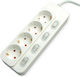 Value Power Strip 4-way Individual Switches White 3m 19.99.0941