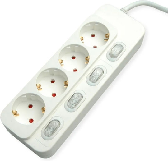 Value Power Strip 4-way Individual Switches White 1.5m 19.99.0940