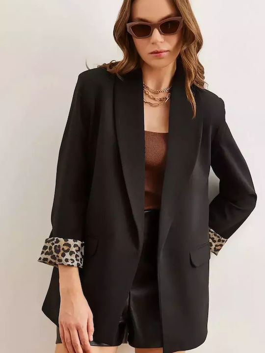 Cazibe Long Women's Blazer Black